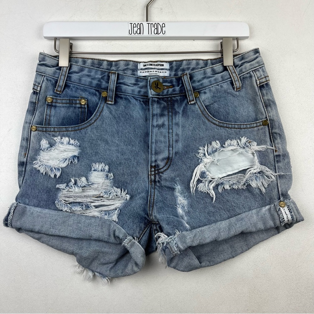one x one teaspoon Chargers distressed denim cutoff jean shorts